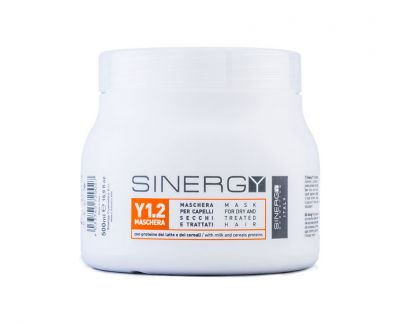 SINERGY COSMETICS - Y1.2 MASCHERA PER CAPELLI SECCHI E TRATTATI 500 ml - con proteine del latte e dei cereali SINERGY COSMETICS