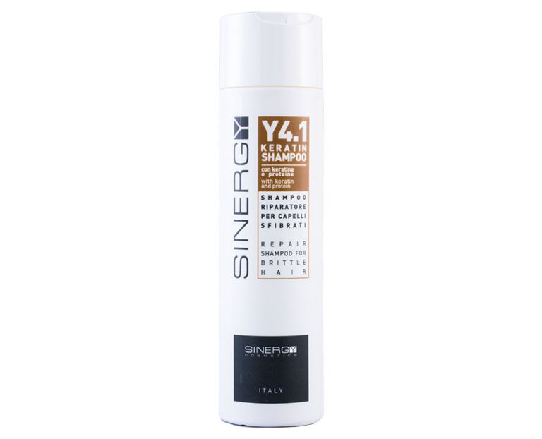 SINERGY COSMETICS Y4.1 KERATIN SHAMPOO RIPARATORE PER CAPELLI SFIBRATI - RECONSTRUCTION SYSTEM - 250 ml CON CHERATINA