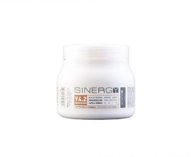 SINERGY COSMETICS Y4.2 KERATIN MASK - RIPARATORE PER CAPELLI SFIBRATI - RECONSTRUCTION SYSTEM - 500 ml CON CHERATINA E COLLAGENE NATURALE SINERGY COSMETICS